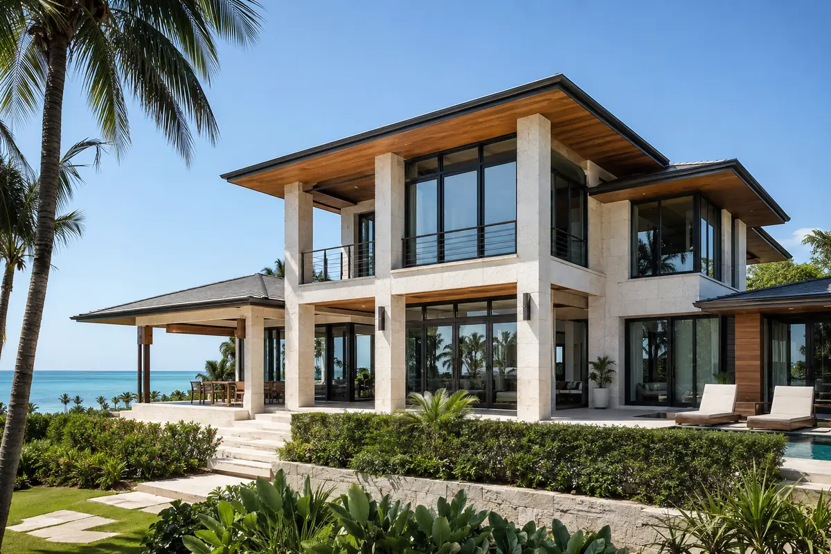 Caribbean luxury villa with impact-resistant aluminum windows and doors