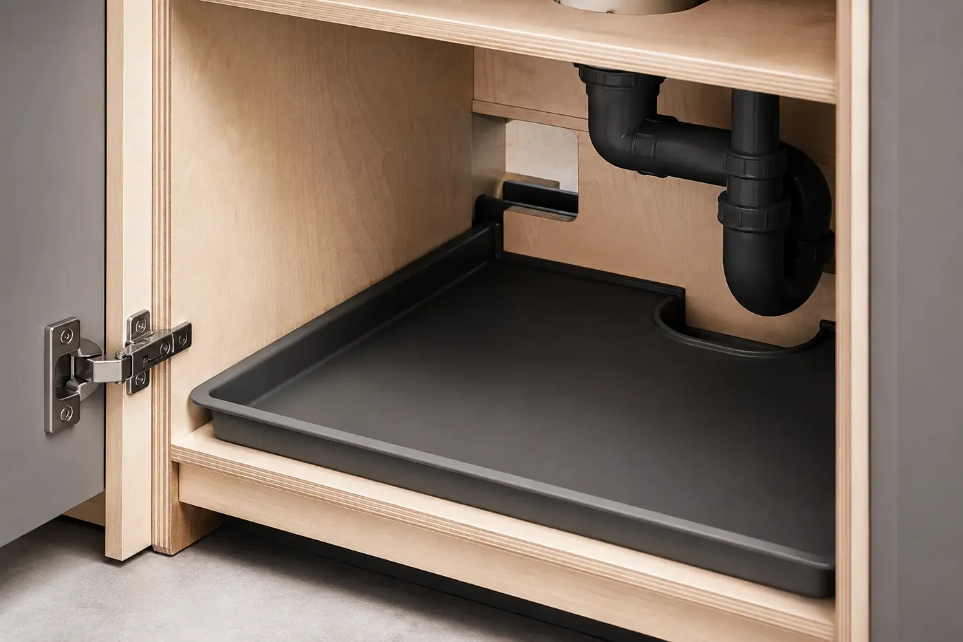 moisture protection inside a custom kitchen sink cabinet