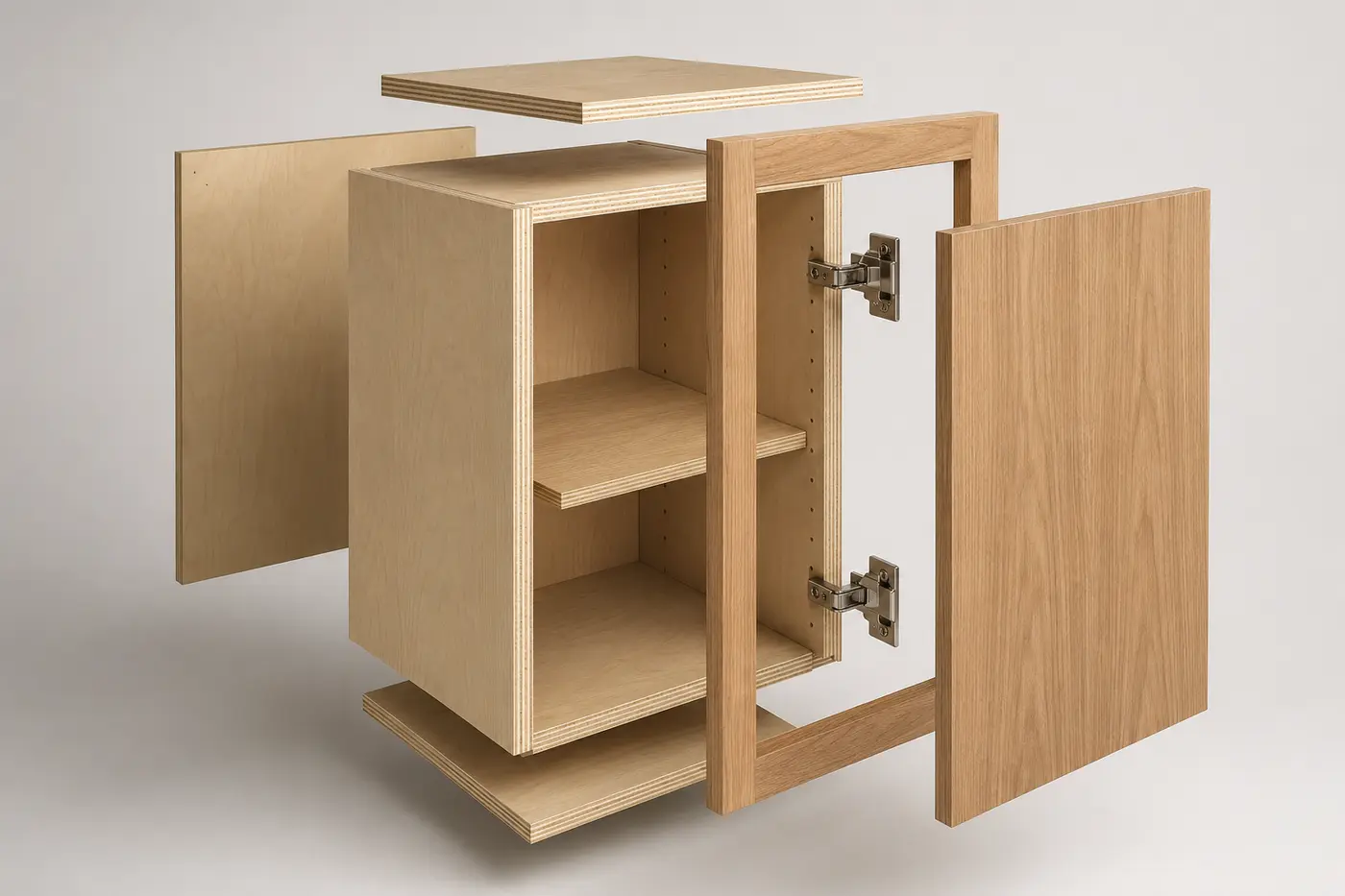 plywood cabinet box construction with wood veneer door