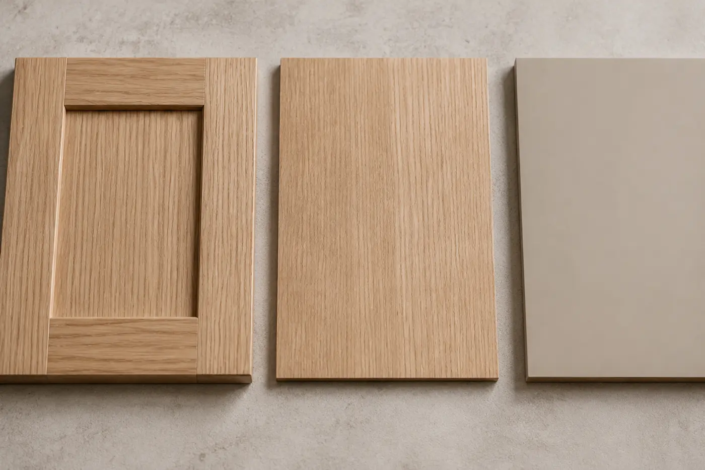 solid wood veneer and laminate kitchen cabinet material samples