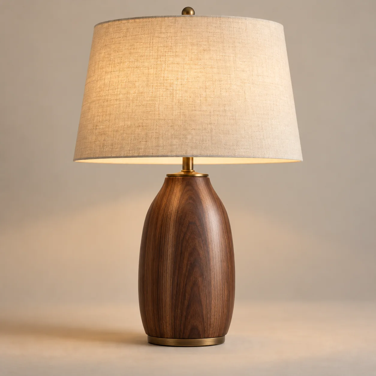 Walnut linen table lamp