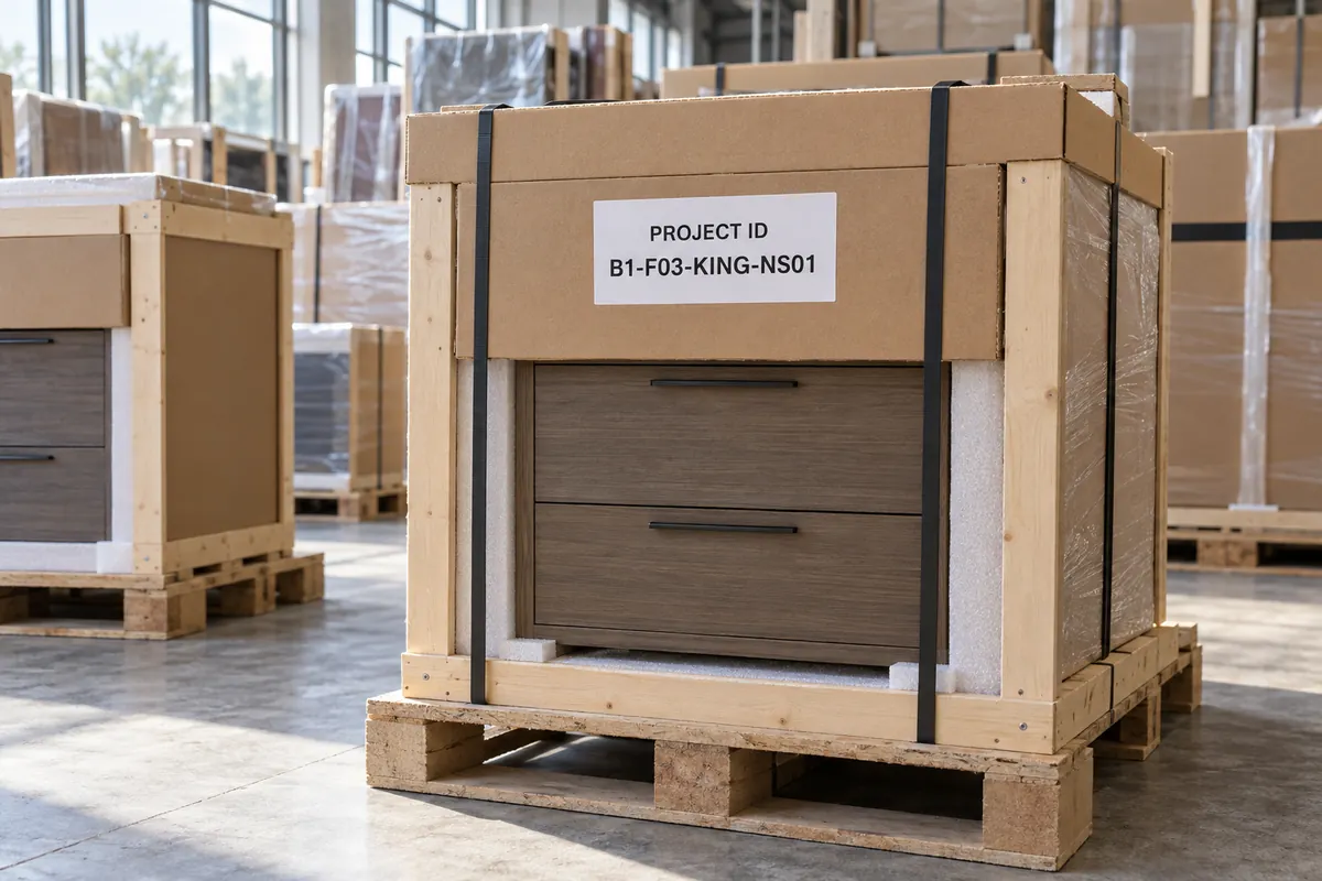 Protective furniture package with illustrative project code B1-F03-KING-NS01