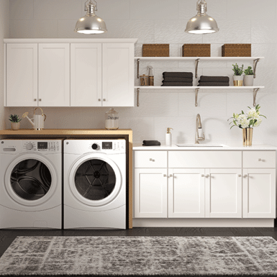 White Laundry Room Cabinets